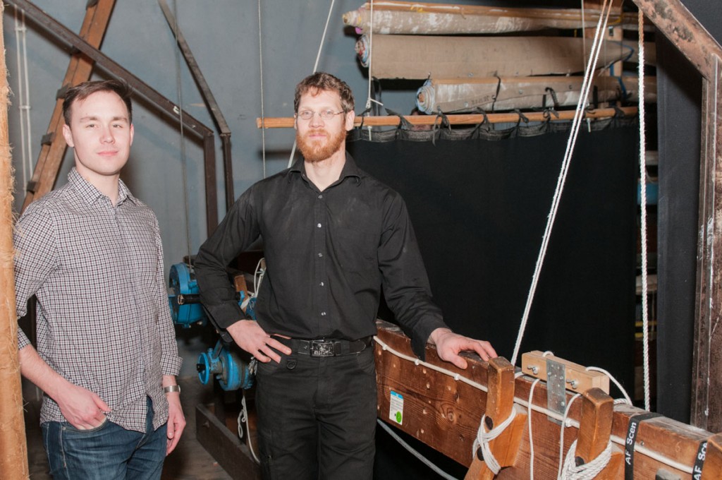 The Stage Fund, consists of six students’ farces associations and LUST, gets 320,000 SEK to renovate the main stage and the stage deployments. “It is great that we can think long-range and make this kind of improvements. It makes things work for the students so that they can then do a good job”, says Panda Ekvall (right), stage manager at the AF Building. “It is very good that we do not have to put out small fires. Now it becomes a more stable expansion of the scene in the Great Hall and better logistical opportunities for large parties in the hall”, says Aaron Klingberg, Operations Manager at the Academic Society. Photo: Luke J. Herber.
