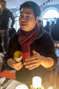Qian Jiang has previously designed lamps from old glass bottles. The photo is from the industrial design students’ Christmas fair in December 2013. Photo: Archive/Thobias Bergström.