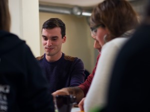 Severin Filonov enjoys socializing at the Game Nights. Photo: Xche Balam.