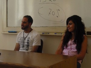 Tony and Areej at the university in Betlehem. Photo: Paula Dubbink.